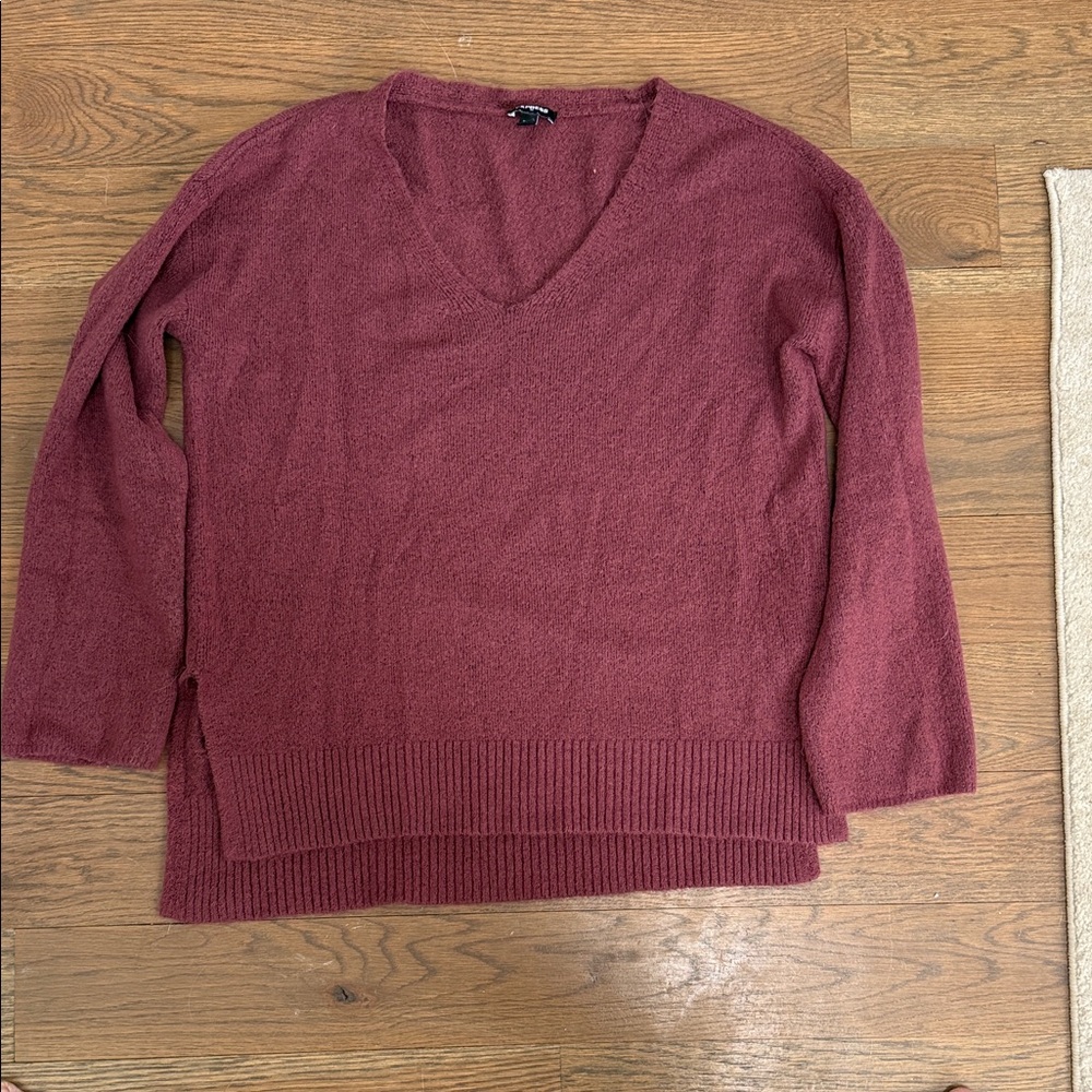 Express V-Neck Sweater - plum colored